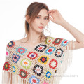 Gancho de mano colorido crochet encaje accesorios de vestir de flores playa protección solar de chal de chal